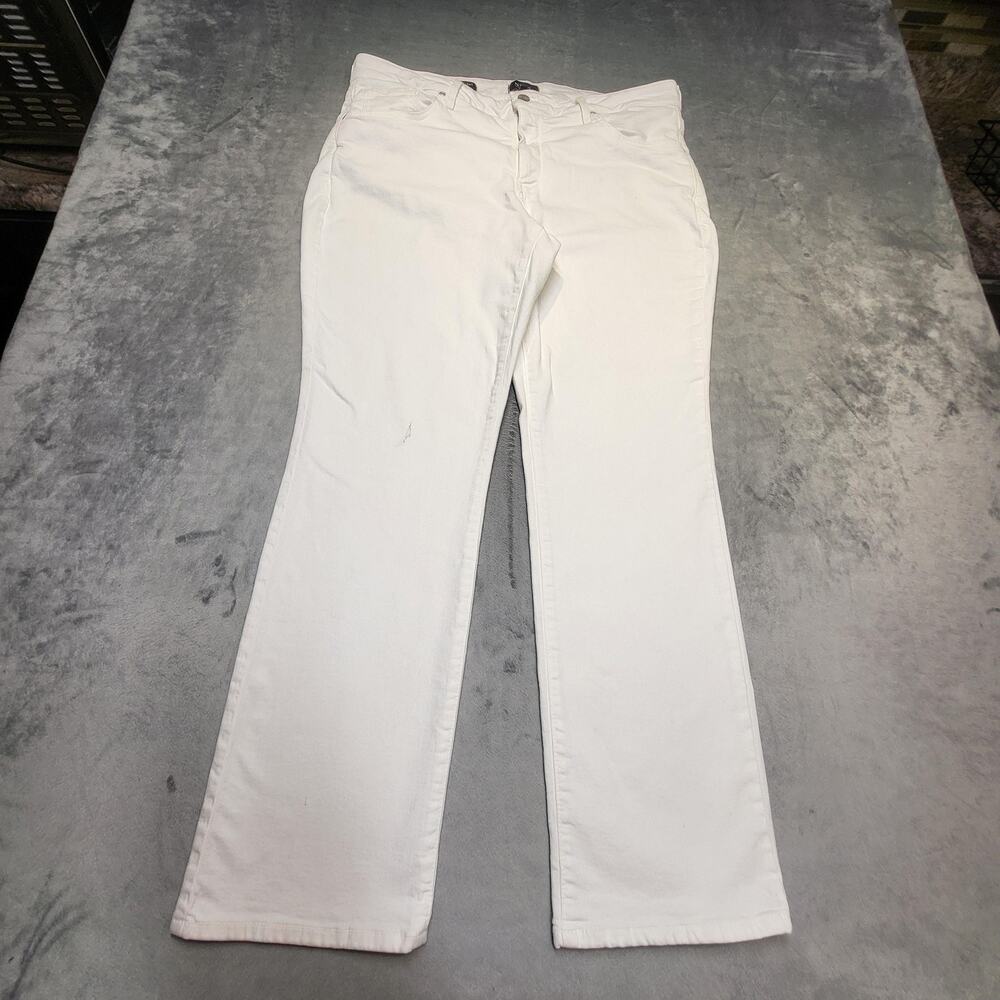 NYDJ Jeans Womens 14W White Marilyn Straight Mid‎ Rise Stretch Pockets Comfort